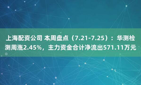 上海配资公司 本周盘点（7.21-7.25）：华测检测周涨2.45%，主力资金合计净流出571.11万元